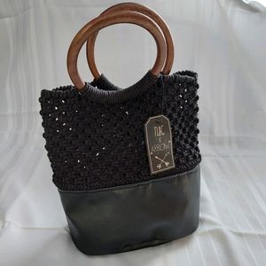 Black Knit Tote Bag